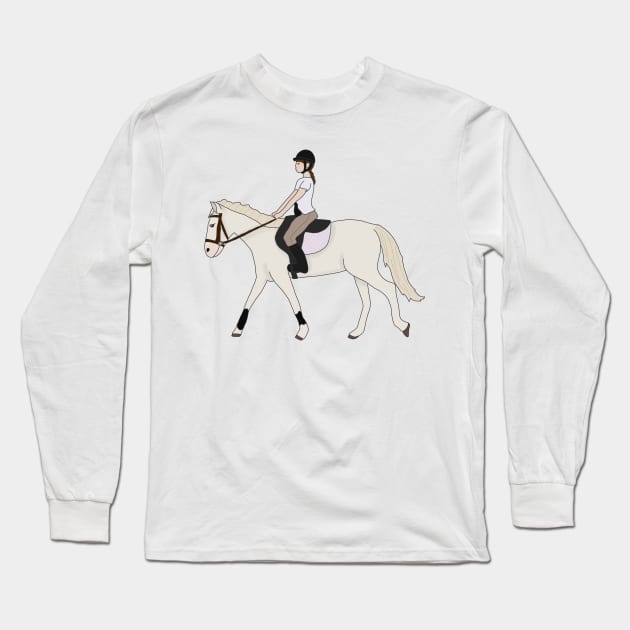 Girl riding White Horse Long Sleeve T-Shirt by Becky-Marie